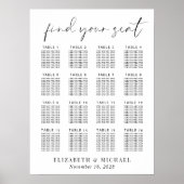 Poster Plan de table de mariage élégant pour 16 tables (Devant)