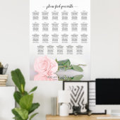 Poster Plan de table de mariage élégant Rose rose 23 Tabl (Bureau à domicile)