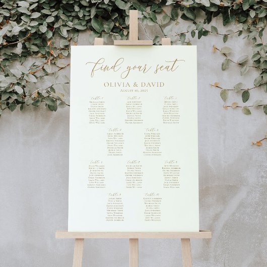 Poster Plan de table de mariage élégant Script 10 Tables