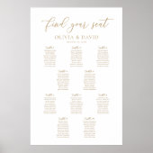 Poster Plan de table de mariage élégant Script 10 Tables (Devant)