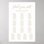 Poster Plan de table de mariage élégant Script 13 Tables (Devant)