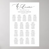 Poster Plan de table de mariage élégant Script 17 Tables  (Devant)