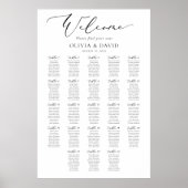 Poster Plan de table de mariage élégant Script 23 Tables. (Devant)