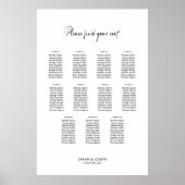 Poster Plan de table de mariage élégant simple 11 tables (Devant)