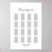 Poster Plan de table de mariage élégant simple pour 16 ta (Devant)