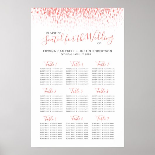 Poster Plan de table de mariage en aquarelle abstraite co (Devant)