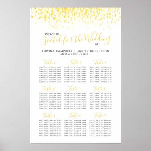 Poster Plan de table de mariage en art abstrait aquarelle (Devant)