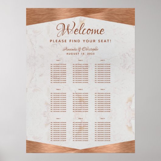 Poster Plan de table de mariage en cuivre et métal 9 tabl (Devant)