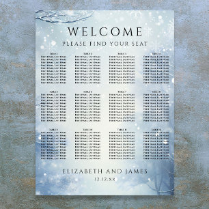 Poster Plan de table de mariage en forêt hivernale mervei