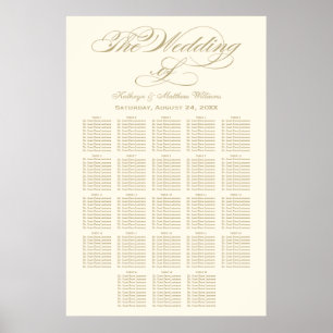 Poster Plan de table de mariage en ivoire avec calligraph