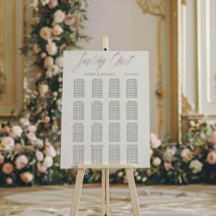 Poster Plan de table de mariage Faux métallisé or et blan