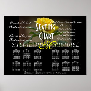 Poster Plan de table de mariage Fleur Fleurir Monogramme