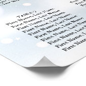 Poster Plan de table de mariage Flocons de neige d'hiver (Coin)