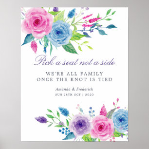 Poster Plan de table de mariage floral aquarelle Ultra Vi