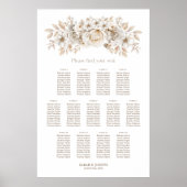 Poster Plan de table de mariage floral blanc 13 (Devant)