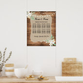 Poster Plan de table de mariage floral blanc 8 places (Cuisine)