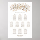 Poster Plan de table de mariage floral blanc à 10 tables (Devant)