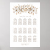 Poster Plan de table de mariage floral blanc à 15 tables (Devant)