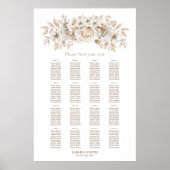 Poster Plan de table de mariage floral blanc pour 16 tabl (Devant)
