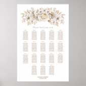 Poster Plan de table de mariage floral blanc pour 18 tabl (Devant)