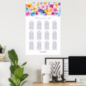 Poster Plan de table de mariage floral coloré pour 12 tab (Bureau à domicile)
