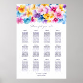 Poster Plan de table de mariage floral coloré pour 12 tab (Devant)