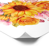 Poster Plan de table de mariage floral jaune 18 tables (Coin)