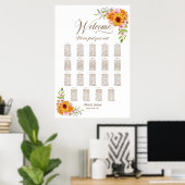 Poster Plan de table de mariage floral jaune 19 tables (Bureau à domicile)