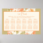 Poster Plan de table de mariage floral orange (Devant)
