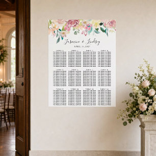 Poster Plan de table de mariage floral pastel