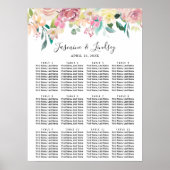 Poster Plan de table de mariage floral pastel (Devant)