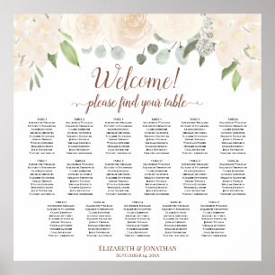 Poster Plan de table de mariage floral pêche rose 17