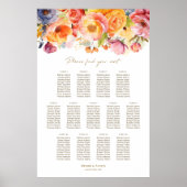 Poster Plan de table de mariage floral printanier 13 tabl (Devant)