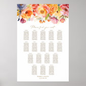 Poster Plan de table de mariage floral printanier pour 17 (Devant)