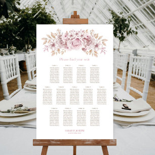 Poster Plan de table de mariage floral rose 13