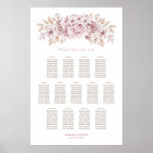 Poster Plan de table de mariage floral rose 13 (Devant)