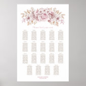 Poster Plan de table de mariage floral rose 19 (Devant)