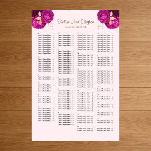 Poster Plan de table de mariage floral rose et or 160