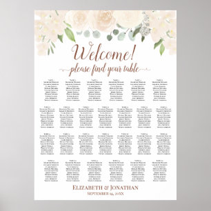 Poster Plan de table de mariage floral rose pêche 26