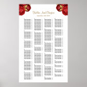 Poster Plan de table de mariage floral rouge et or 200 (Devant)