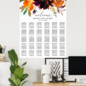 Poster Plan de table de mariage floral rustique d'automne (Bureau à domicile)