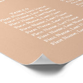 Poster Plan de table de mariage floral verdoyant beige (Coin)