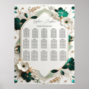 Poster Plan de table de mariage floral verdure