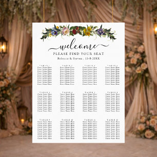 Poster Plan de table de mariage floral vintage chic