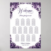 Poster Plan de table de mariage floral violet 13 (Devant)