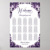 Poster Plan de table de mariage floral violet 15 (Devant)
