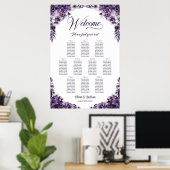 Poster Plan de table de mariage floral violet pour 10 tab (Bureau à domicile)