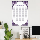 Poster Plan de table de mariage floral violet pour 18 tab (Bureau à domicile)