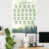 Poster Plan de table de mariage Foggy Green Pines 28 (Bureau à domicile)