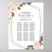 Poster Plan de table de mariage géométrique rose blush (Devant)